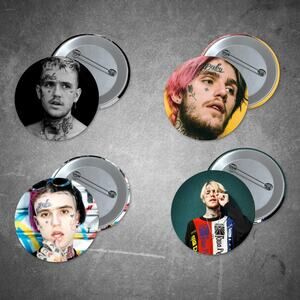 Lil Peep Music 1.5 Inch Pinback Button 4 Pack Rap Album